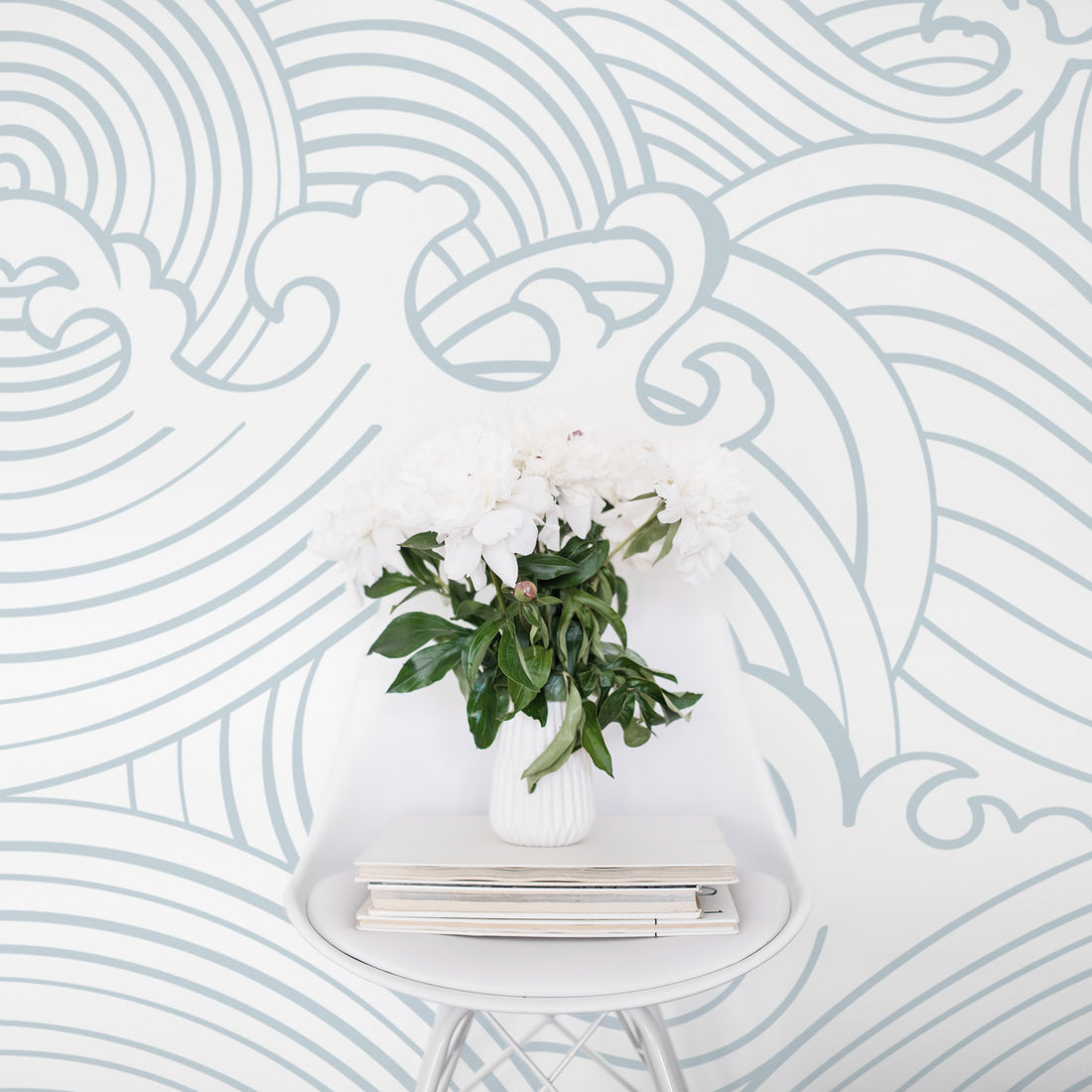 Light blue waves design  removable wallpaper