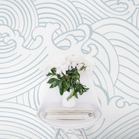 Light blue waves design removable wallpaper