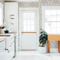 Light kaleidoscope design removable wallpaper in bohemian kitchen interior