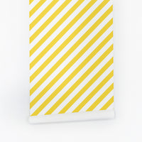 bright yellow diagonal lines peel and stick wallpaper