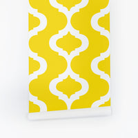 bright yellow symmetric shaped removable wallpaper