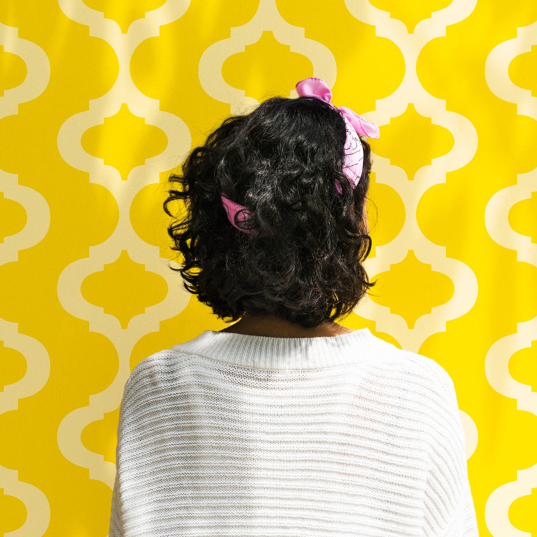bright yellow moroccan inspired wallpaper design