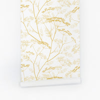 yellow meadow inspired botanical print removable wallpaper