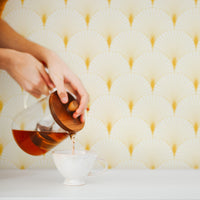 Yellow design wallpaper for kitchen backsplash and food photography backdrop