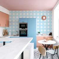 pastel blue vintage inspired circles design wallpaper