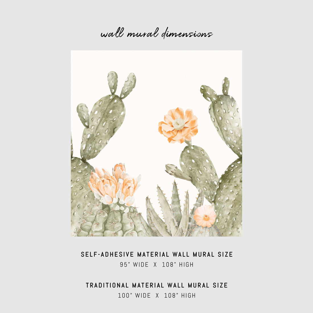 Floral cactus design wall mural