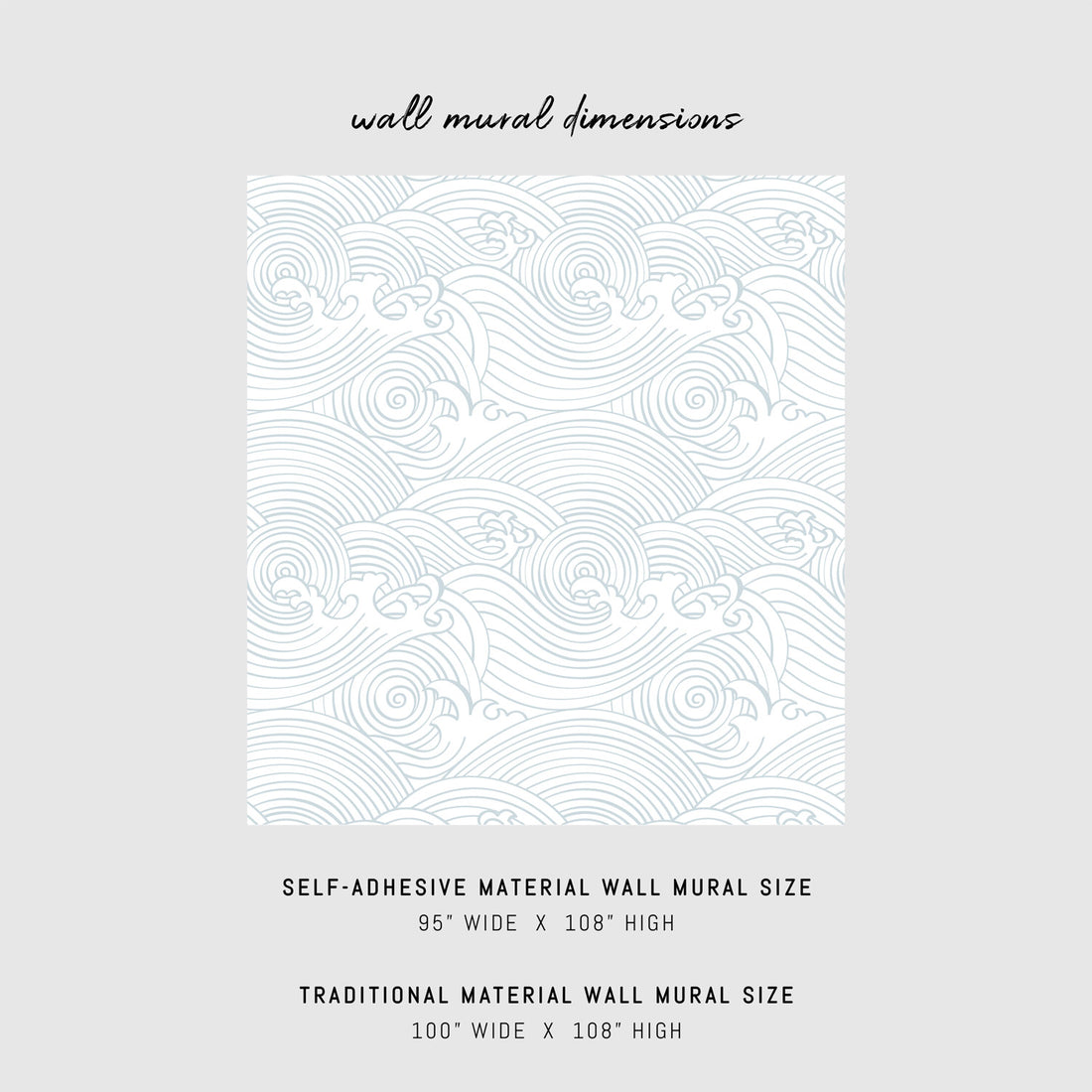 Oversized waves pattern removable wallpaper