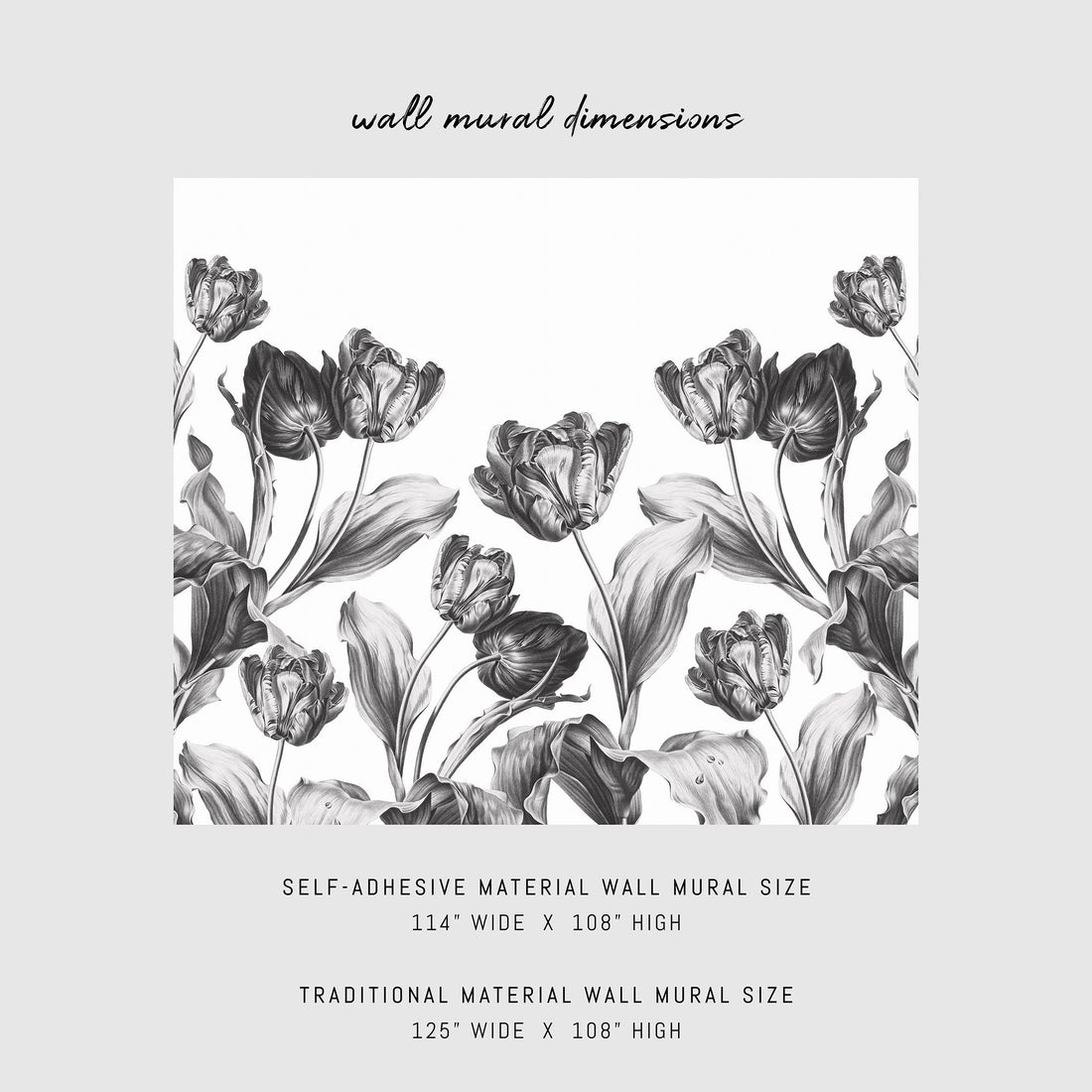 amsterdam tulips inspired wall mural design in monochromatic colors