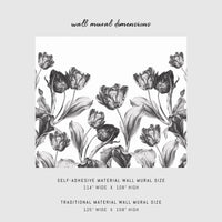 amsterdam tulips inspired wall mural design in monochromatic colors