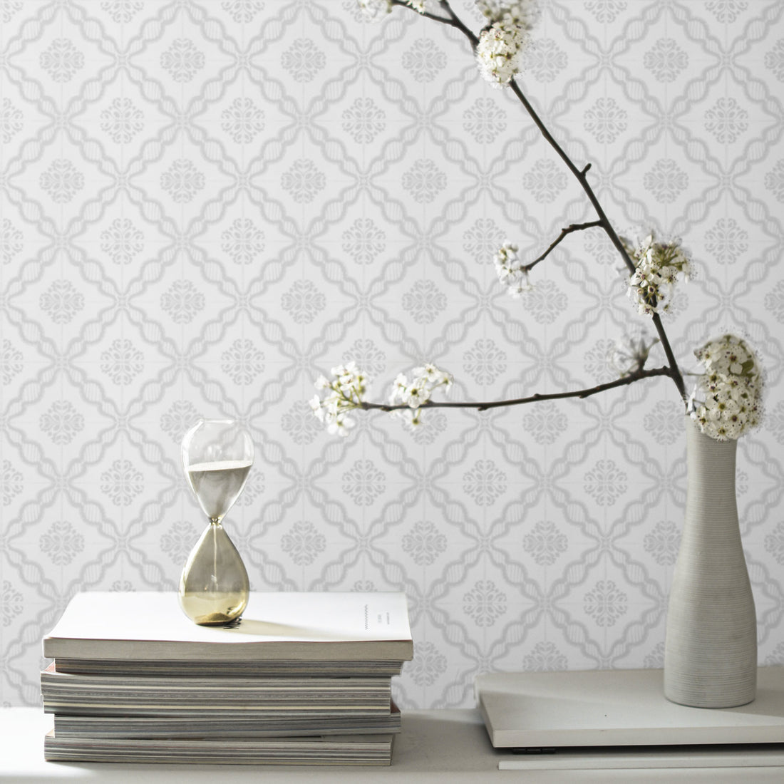 bright grey tiles inspired removable wallpaper