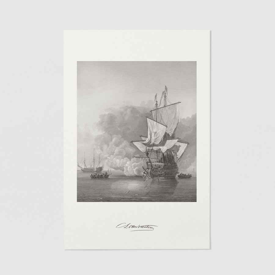 War ship black and white poster