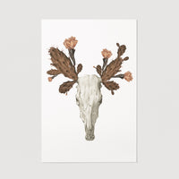 Boho floral painted skull poster