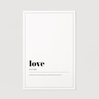 Love definition wall print