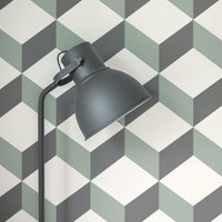 elegant green geometric shape print wallpaper for boys bedroom interior