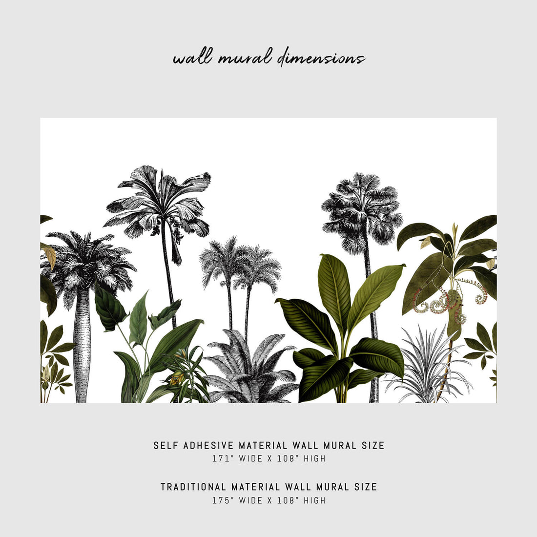 jungle inspired wall mural with palm trees