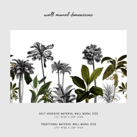 jungle inspired wall mural with palm trees