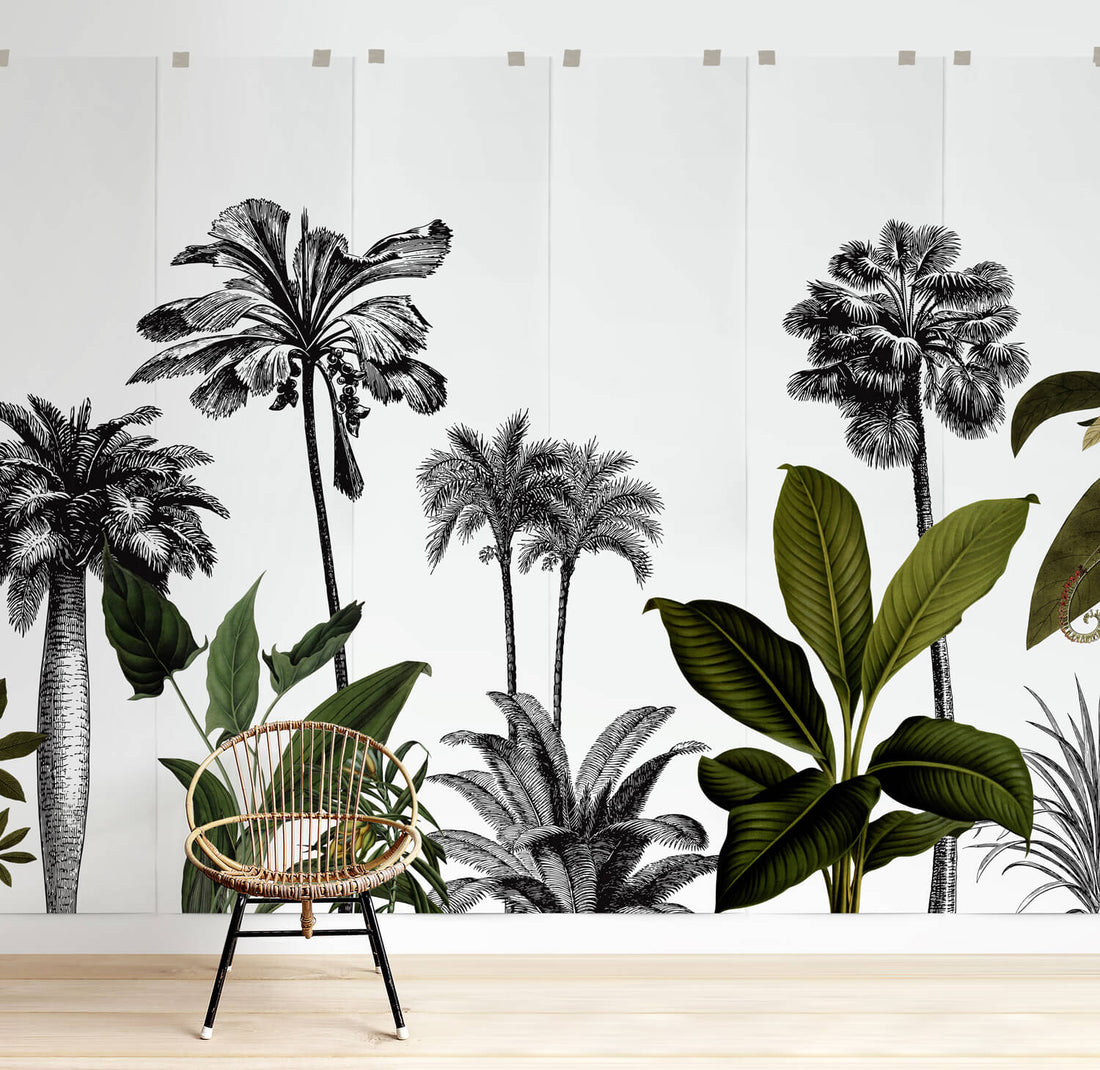 jungle wall mural design with trees
