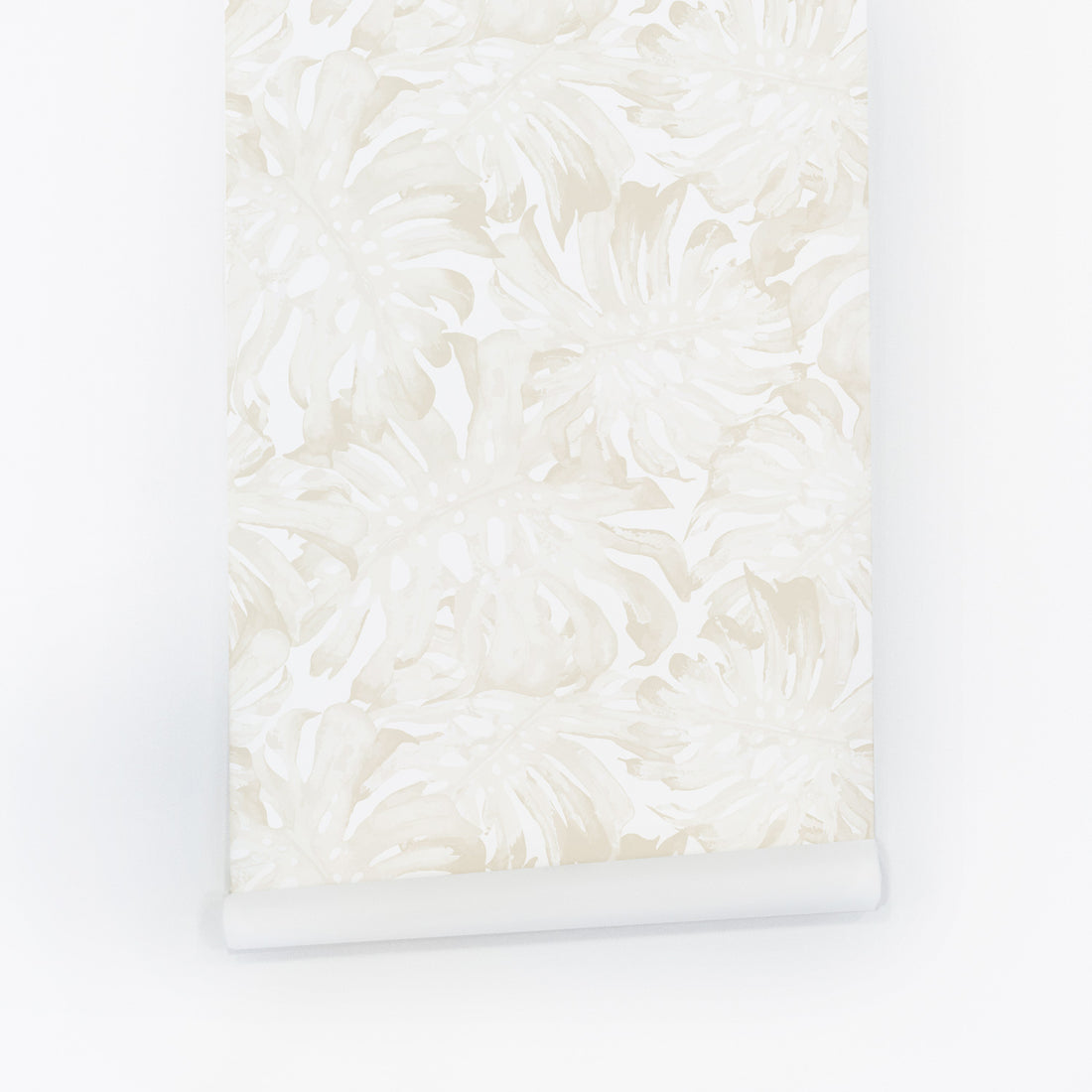 large neutral palm leaf peel and stick wallpaper design