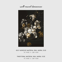 Black, gold and white removable floral wall mural