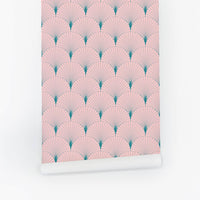 pastel pink scalloped print removable wallpaper
