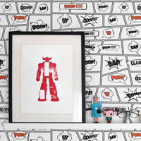 red movie inspired wallpaper for boys room interior