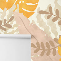 Neutral jungle wall mural wallpaper close up