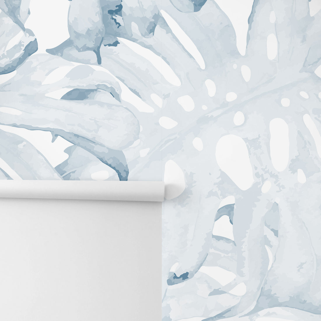 Modern watercolor design wall mural with palm leaf design