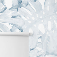 Modern watercolor design wall mural with palm leaf design