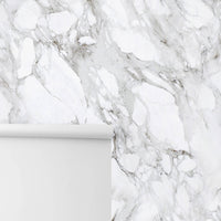 Light grey marble wall mural in removable wallpaper material