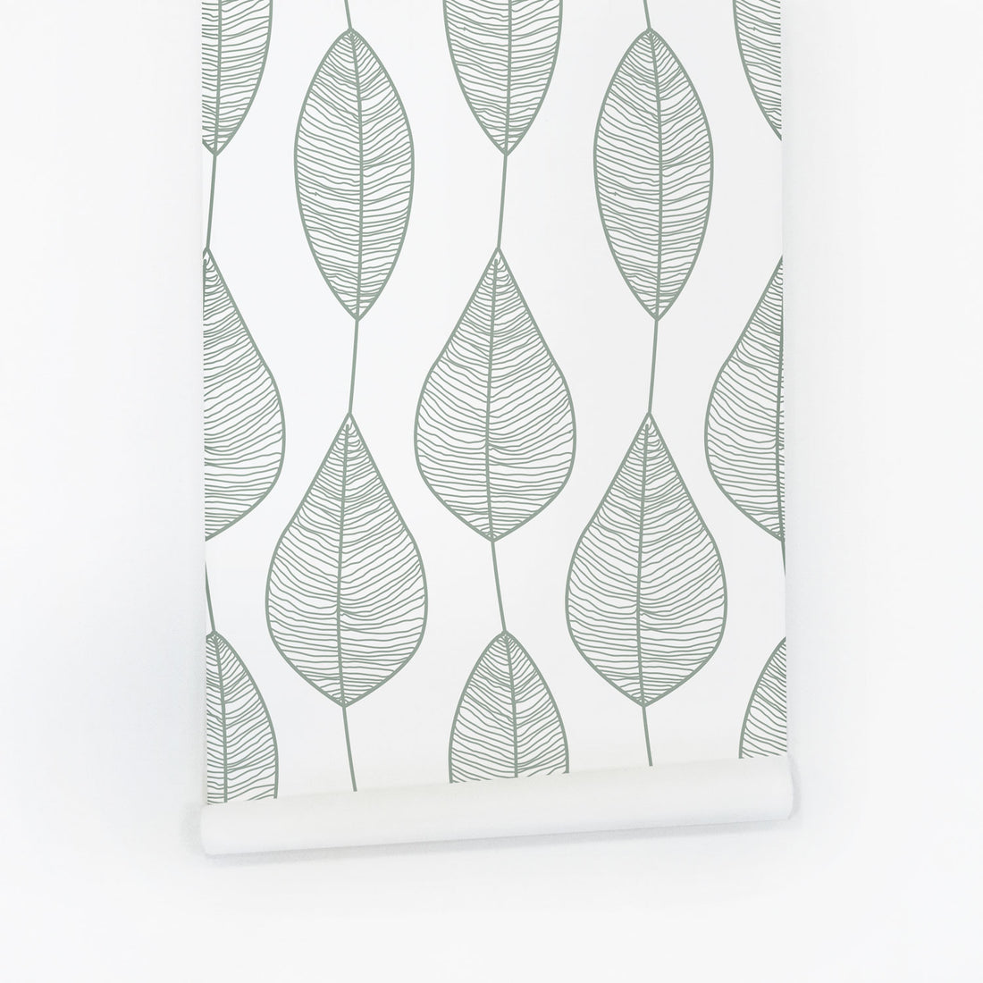 green striped leaf motif removable wallpaper
