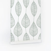 green striped leaf motif removable wallpaper