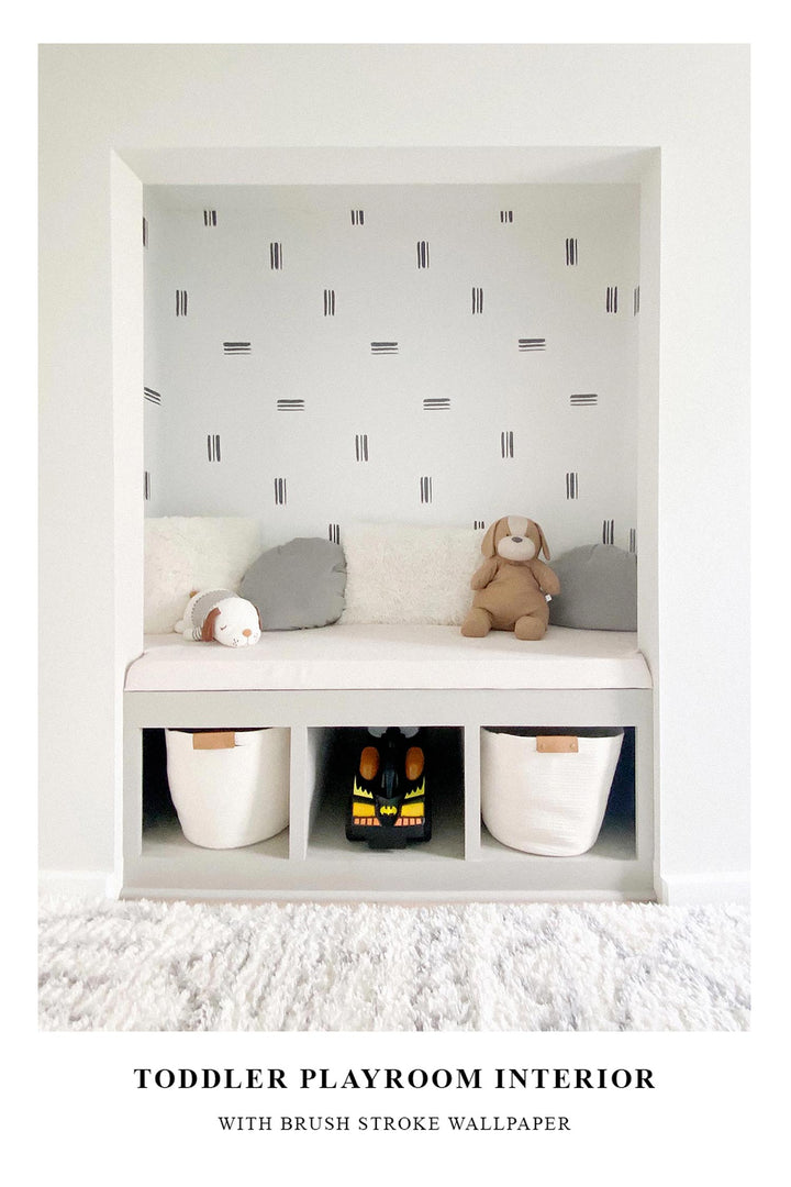 Gender neutral toddler room interior inspiration with peel and stick removable wallpaper diy