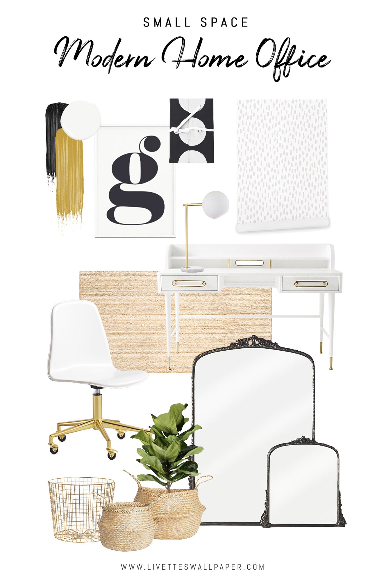 Small Space Home Office | MOOD BOARD MONDAY | Livettes