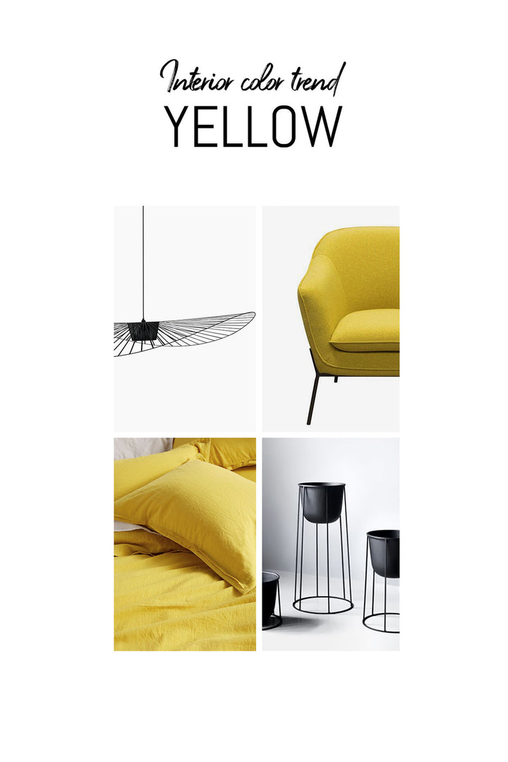 Inspiration mood board with black and yellow accent objects