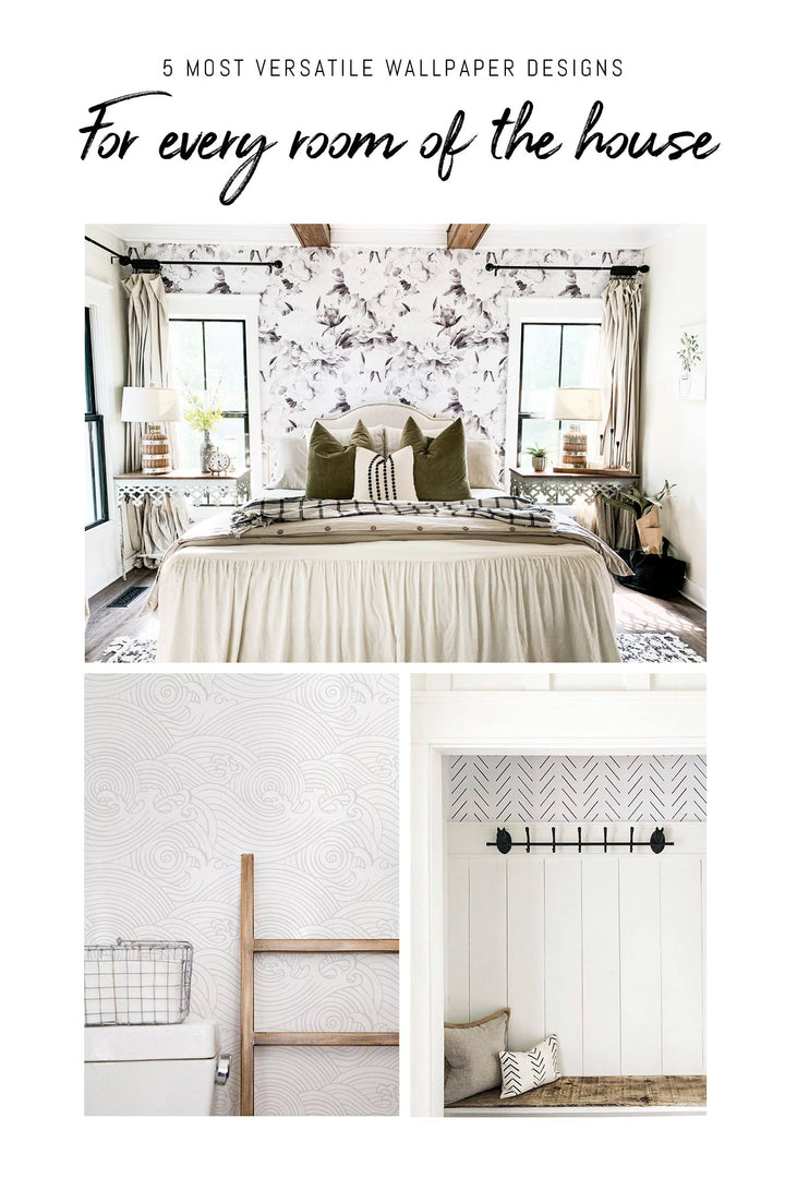 Modern farmhouse style wallpaper designs for every room of the house