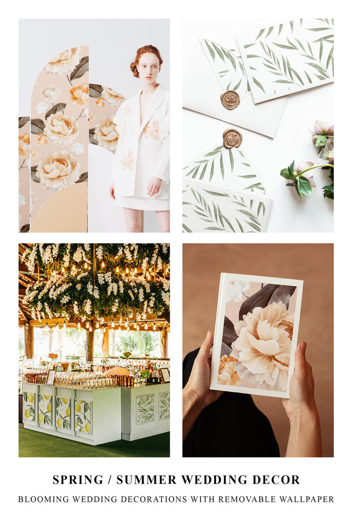 Blooming wedding decorations with removable wallpaper