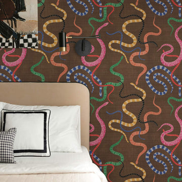 Colorful Snake In The Grass Grasscloth Wallpaper