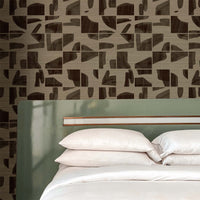 Dark Brown Wooden Tiles Grasscloth Wallpaper