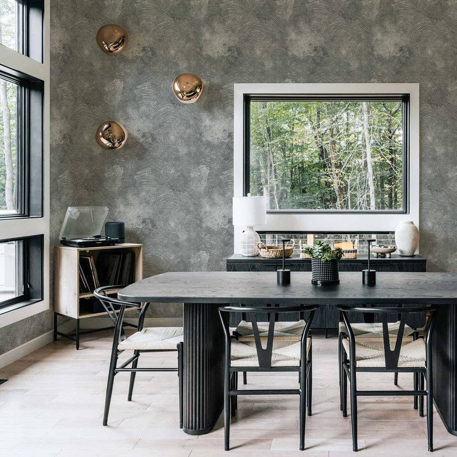 Grey Minimal Limewash Grasscloth Wallpaper