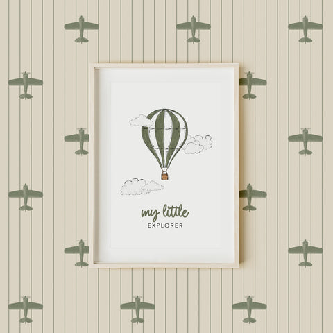 Carta da parati aereo vintage verde