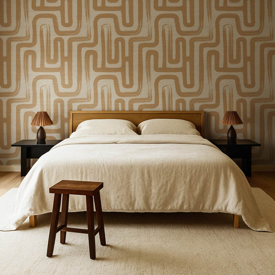 Latte Paintbrush Maze © Design Grasscloth Wallpaper