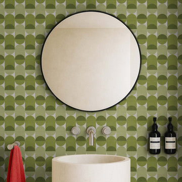 Mini Retro Grasscloth Wallpaper In Pickle Green