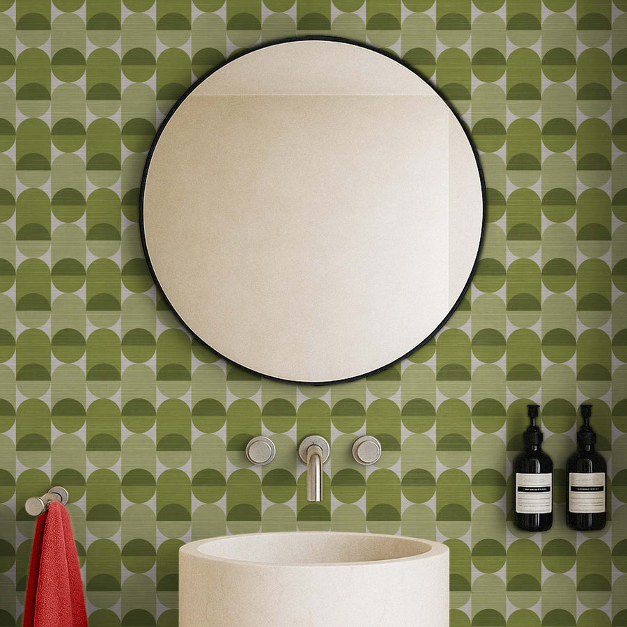 Mini Retro Grasscloth Wallpaper In Pickle Green