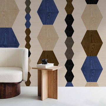 Colorful Blue Infinity Grasscloth Wall Mural