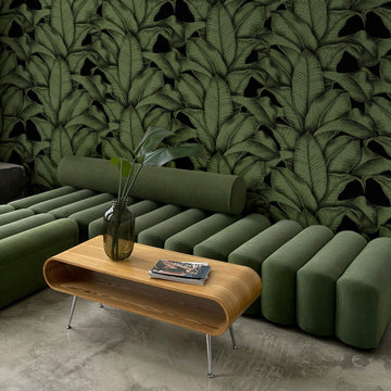 Olive Color Banana Leaf Wallpaper