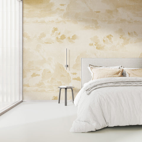 Murale nuvole vintage perlescenti metallizzate