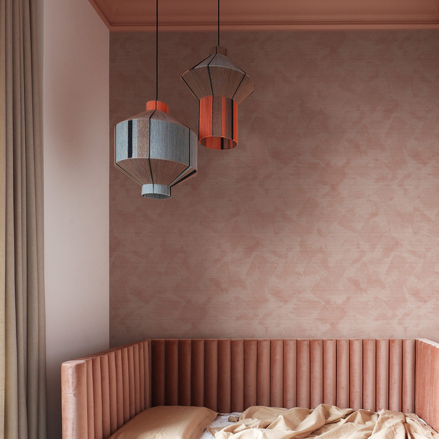 Pink Limewash Paint Strokes Grasscloth Wallpaper