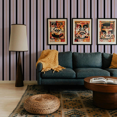 Carta da parati a righe moderne colori retrò
