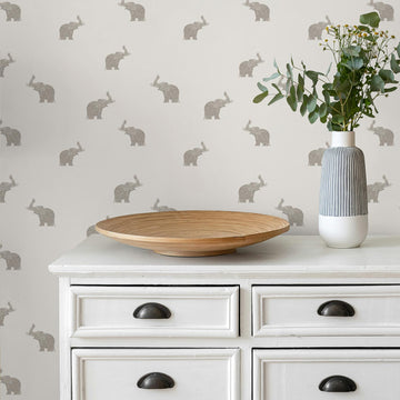 Tiny Neutral Vintage Elephants Wallpaper