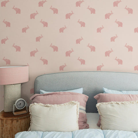 Tapete mit winzigen rosa Vintage-Elefanten